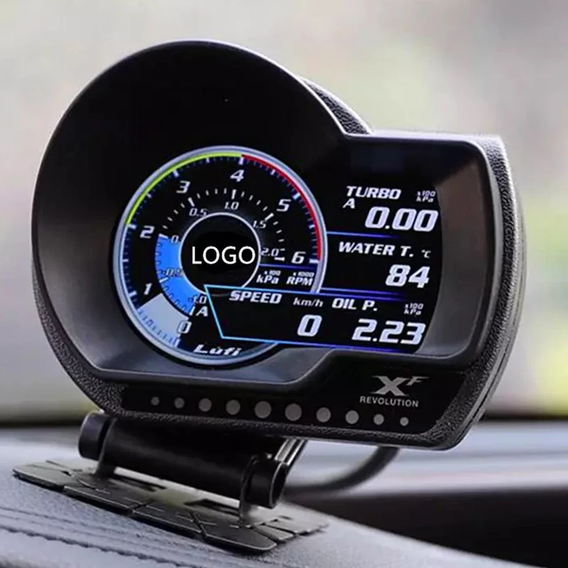 LUFI XF OBD2 LCD 디지털 터보 부스트 수온 오일 압력 온도 게이지, Afr RPM 연료 레벨 속도 EXT 오일 미터