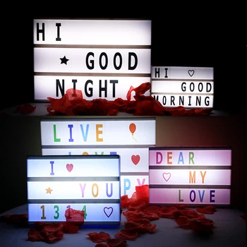 

LED Combination Night Light Box Lamp USB AA Battery Cinema Lightbox with DIY Colorful Letters Cards Message Board Lightbox A4 A5