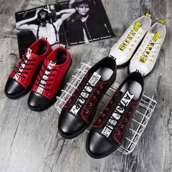 

2019 Men Fashion Sneakers Buckle Platform Flats Boots Shoes Man Harajuku Red krasovki Vulcanized Outdoor Shoes zapatos hombre