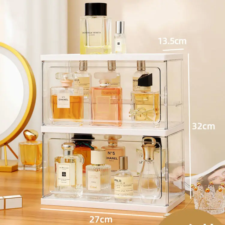 HD Transparent Acrylic Storage Box Perfume Display Stand 2 Layer Display  Cabinet