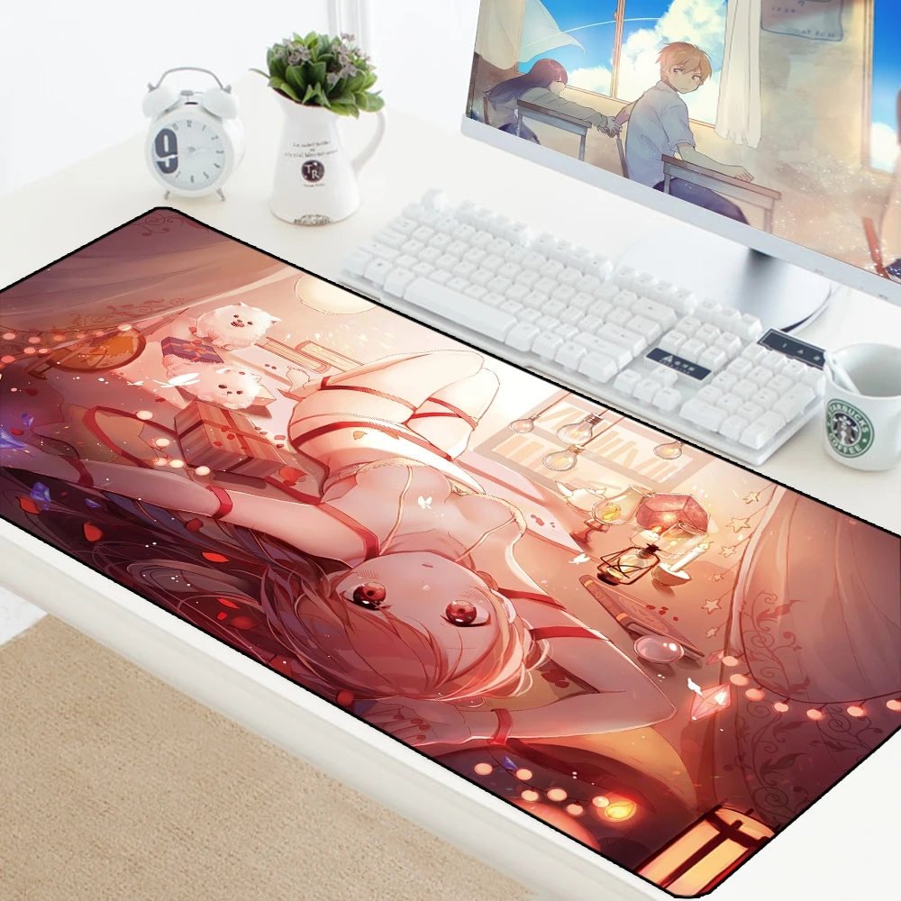 Computer Sexy Anime Girl Large Size Mouse Pad Game HD Natural Rubber Mousepad Big PC Keyboard Mat Anti-skid Office Desktop Pad