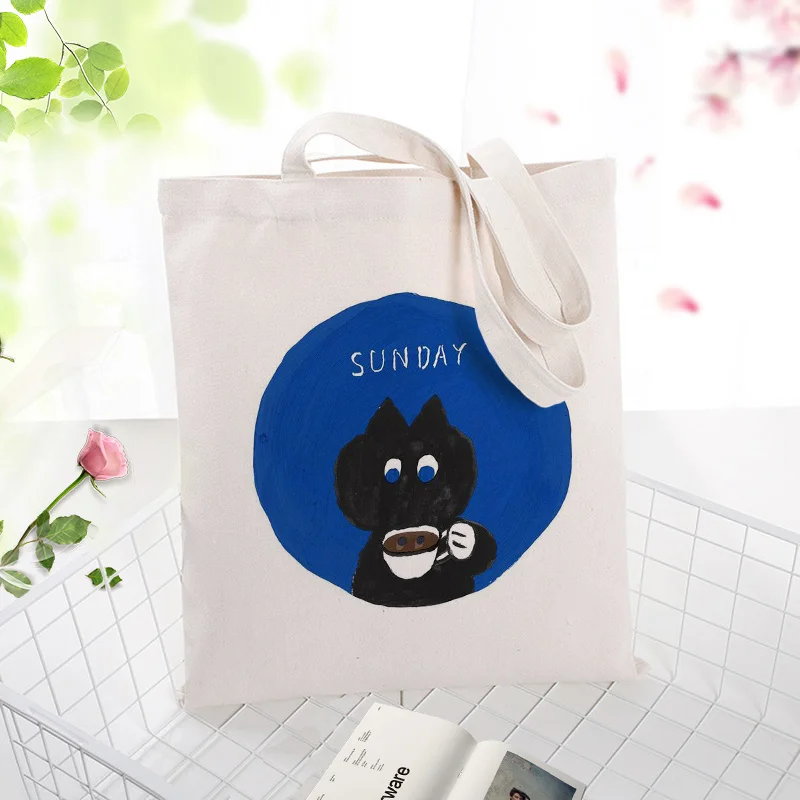 Холст сумка Сумочка простая иллюстрация хозяйственная сумка DIY Повседневная печать логотип эко многоразовая утилизация