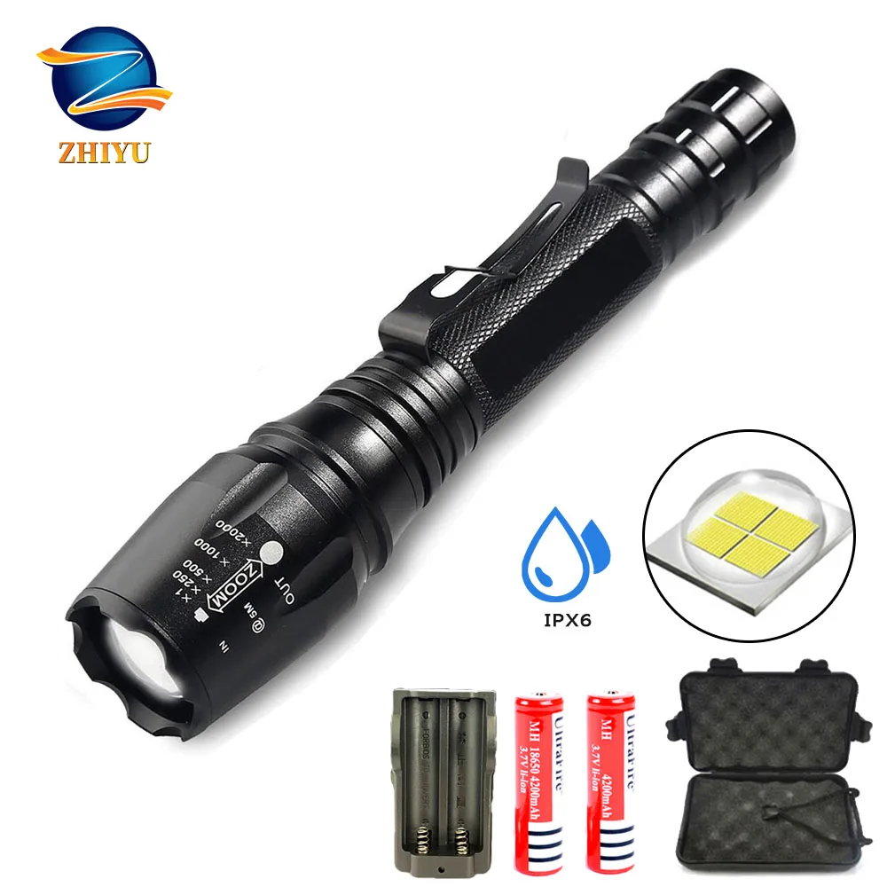 

Brightest LED Tactical Military Flashlights 2000LM Super Bright Rechargeable T6 Zoomable 5 Modes LED Torch , Camping, Emergency