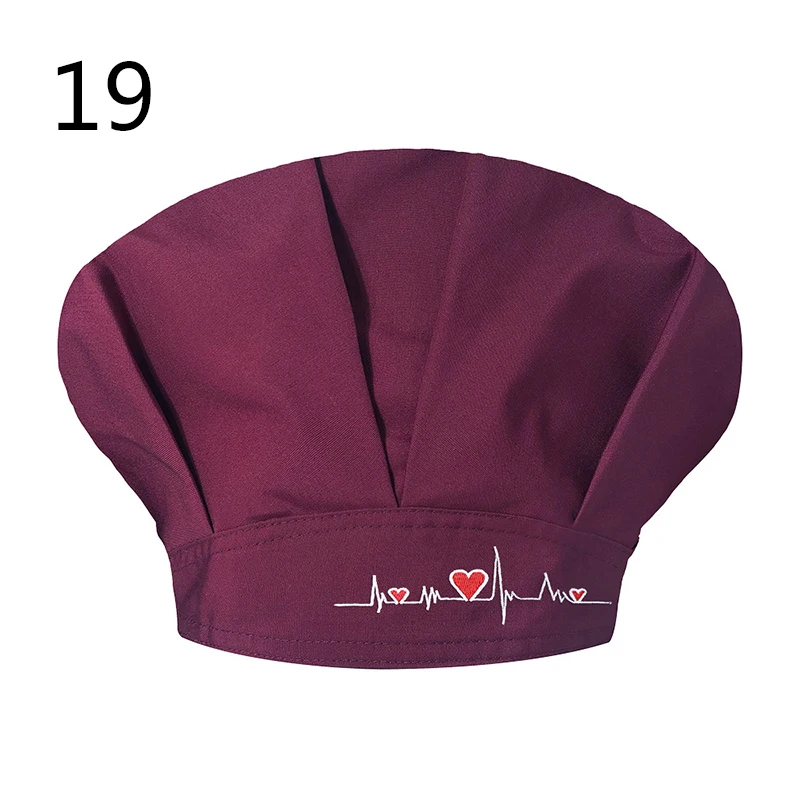 24Styles Elastic Nurse Hat Cotton Adjustable Love Print Bouffant Oil-proof Dust-proof Surgical Hat Hair Cover Medical Equipment 