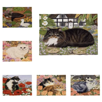 

Cheap Pastoral Cat Napkin Cloth Plant Duck Warehouse Flower Butterfly Tulip Polyester Hemp Customizable Kitchen Coaster Placemat