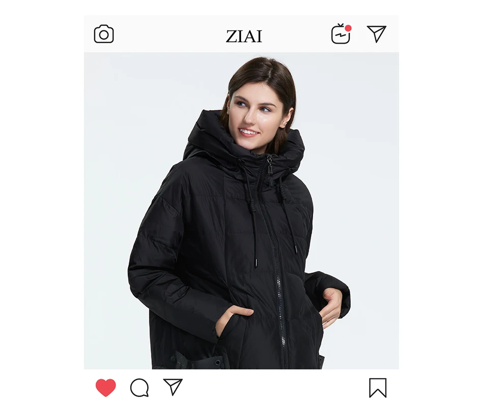 ZIAI длинное зимнее пальто-самые теплые зимние пальто-пальто размера плюс черного цвета и свободного размера плюс зимние пальто 4X доступны