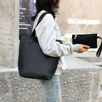 

2020 New Women's Handbags European and American Fashion Big Bag Two-piece Shoulder Bag Diagonal Bag Ladies Lychee Handbag
