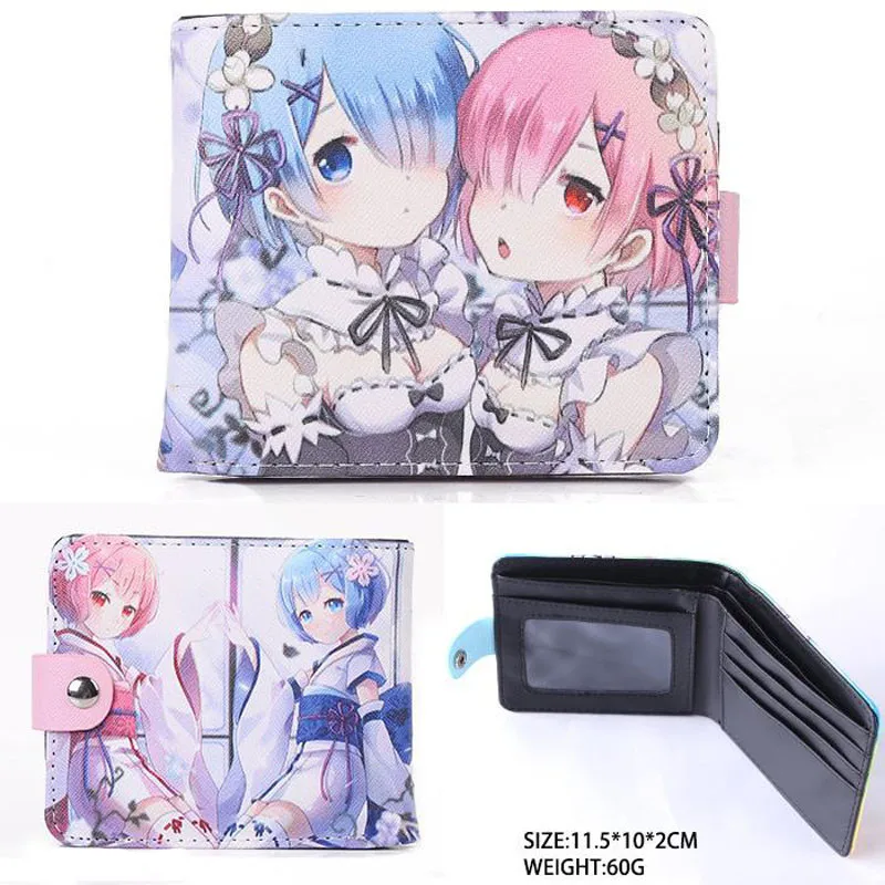 clutch wallet Anime Re:Life in a different world from zero Short Rem Wallet Ram Button Purse front pocket wallet