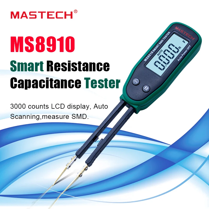 MASTECH MS8910 SMD RC Resistance Capacitance Meter Tester Tweezer Auto Scan 