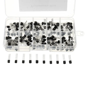 

200pcs 10 Values Transistor Assortment Kit Transistors with Storage Box S9012 S9013 S9014 13001 2N3904 2N3906 S8550 S8050