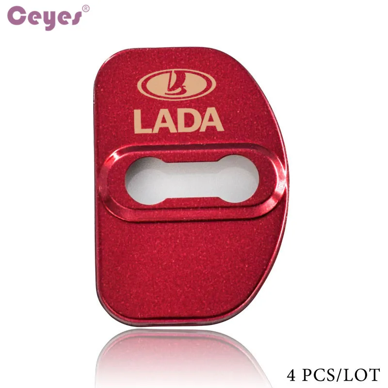 Red Чехол Ceyes для Lada Vesta XRAY Granta Калина приора Largus Авто эмблемы аксессуары 4 шт. защита дверных замков автомобиля из нержавеющей стали - Название цвета: Red