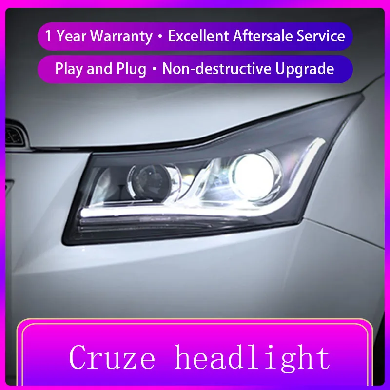 Светодиодный ная фара для Chevrolet Cruze 2009-2014 фары с объективом проектора | Автомобили