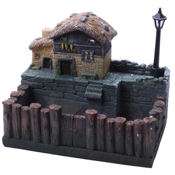 

Resin Flower Pot with Lamp for Succulents Plants Creative Planter for Small Bonsai Micro- Landscape Garden Decoration-A