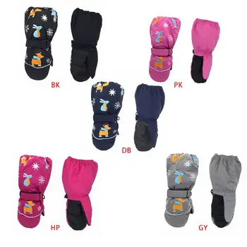 

Winter Waterproof Windproof Toddler Long Cuff Gloves Cute Rabbit Deer Printed Thicken Warm Snow Ski Non-Slip Mittens 2-6 T
