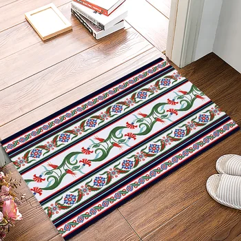 

Texture Ethnic Wind Plant Pattern Door Mats Kitchen Floor Bath Entrance Rug Mat Rubber Non Slip