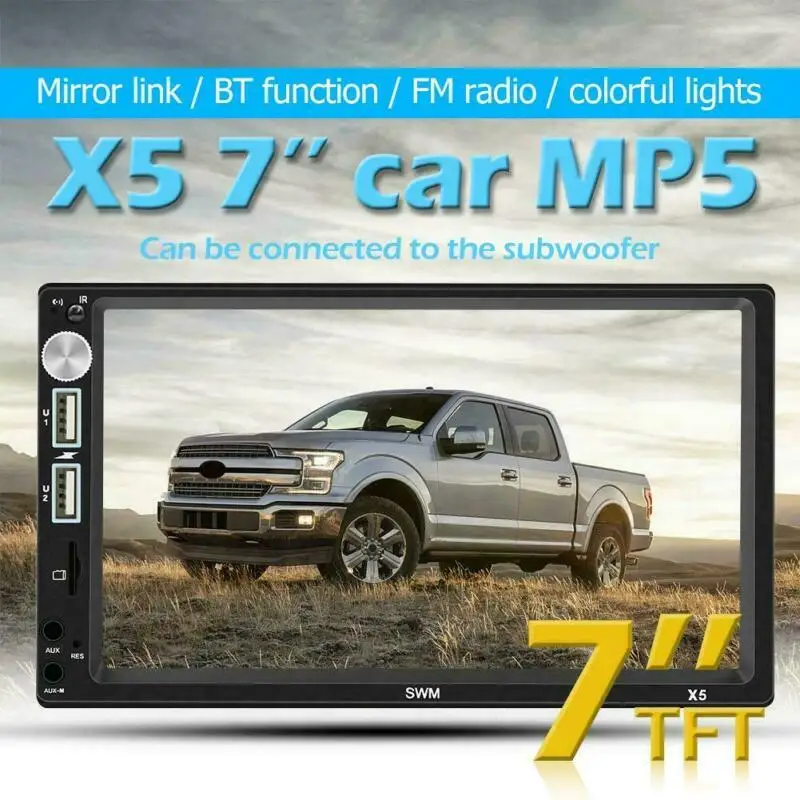 X5 Автомагнитола 2 Din Bluetooth 7 HD сенсорный экран обратное изображение с 8 светодиодный стерео автомобильный MP5 плеер AUX USB FM камера 7018B