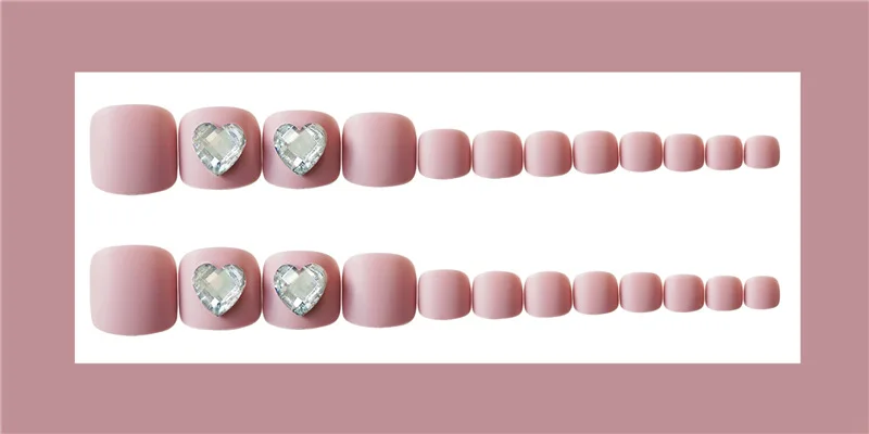 J-40 пудра тусклый лак AI Heart Toenail одежда маникюр патч готового продукта 24 шт поддельные ногти ног патч