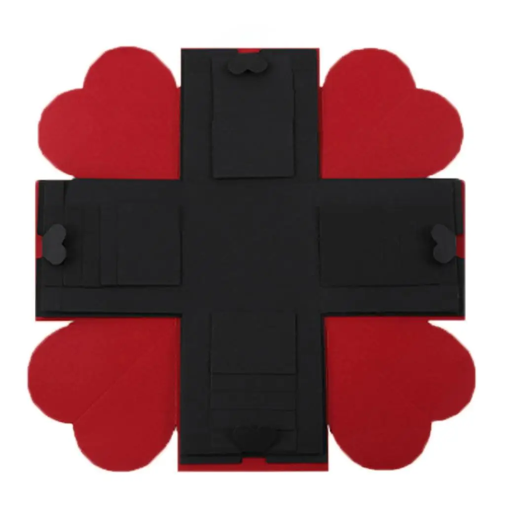red black Творческий DIY любовь памяти Фотоальбом Свадьба День Святого Валентина сюрприз коробка Забавный подарок - Цвет: red black
