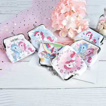 

PU unicorn printed fashion coin purses wallet ladies key holder change pouch