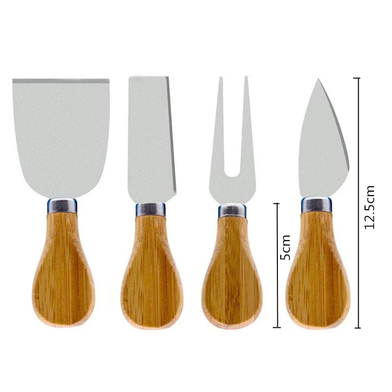 Wood Handle Knife Sets Bamboo Cheese Cutter Slicer Stainless Steel Knife Kitchen Cooking Accessories 4pcs/set cheese knife