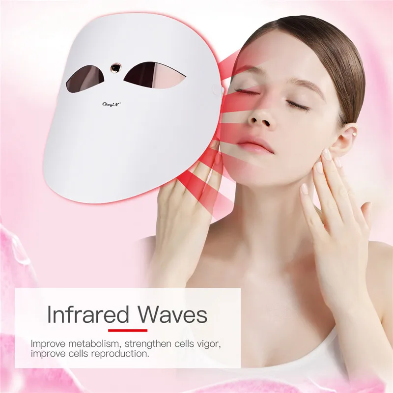 

Infrared Photon LED Facial Mask 3 Colors Skin Rejuvenation Wrinkle Acne Removal Whitening Face Lift Beauty Machine Salon Home
