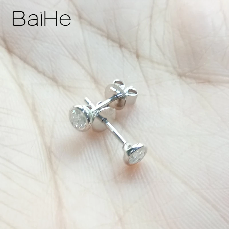 BAIHE, 18 К, белое золото, 0.20CT SI/H, натуральные бриллианты, хорошее ювелирное изделие, свадебный подарок, обручение, модные женские серьги-гвоздики