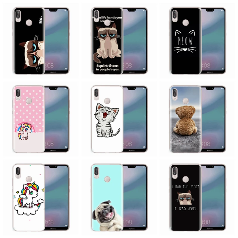 Soft Case For Huawei Honor 7A 8A 8X 8C 9 10 Mate 20 P Smart P10 Lite Nova 3 cartoon Cat TPU Cover D053 |