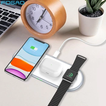 

QI 10W Fast Charge 3 In 1 Wireless Charger For iPhone 11 pro XS Max XR X 8 Dock for Apple Watch 5 4 3 2 Airpods Pro Charging Pad