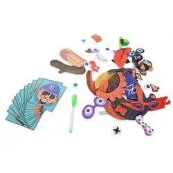 MWZ Магнитный Забавный пазл, детская деревянная головоломка, доска, коробка, части, игры, мультфильм, развивающие рисование, детские игрушки