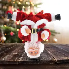 Забавный Электрический Санта-Клаус перевернутый поворотный трюк кукла музыкальная игрушка Рождественский Декор