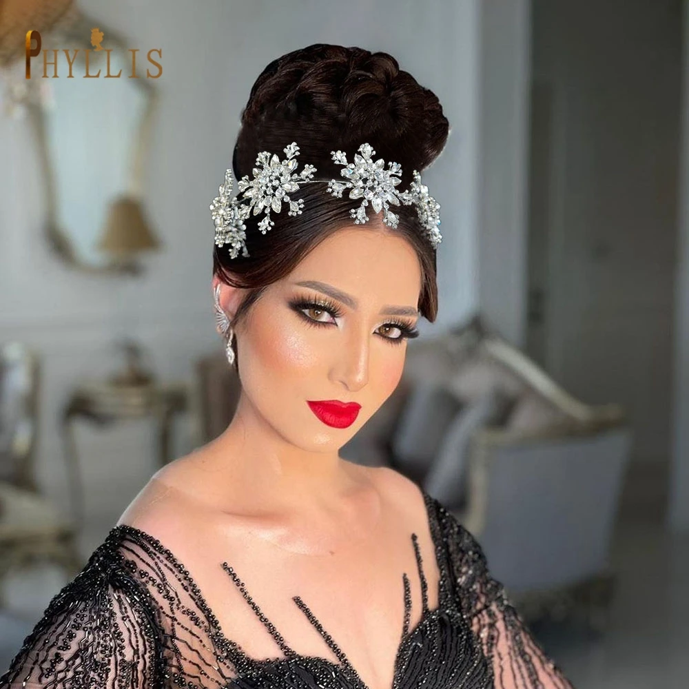 A360 Snowflake Wedding Hair Accessories Crystal Floral Bridal Tiaras Baroque Headband Rhinestone Pageant Diadem Headpieces