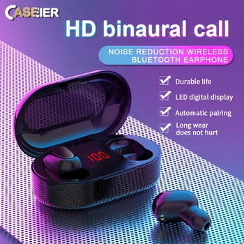 

CASEIER Bluetooth 5.0 Earphone HiFi Sound LED Digital Display Noise Reduction IPX5 Waterproof For IOS Samsung Wrieless Earbuds