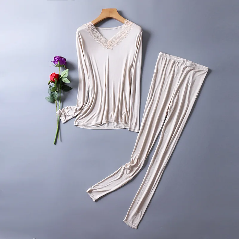 50% Silk 50% Viscose Women's Base Layer Warm Thermal Underwear Long Johns Set M L XL 2XL XS383