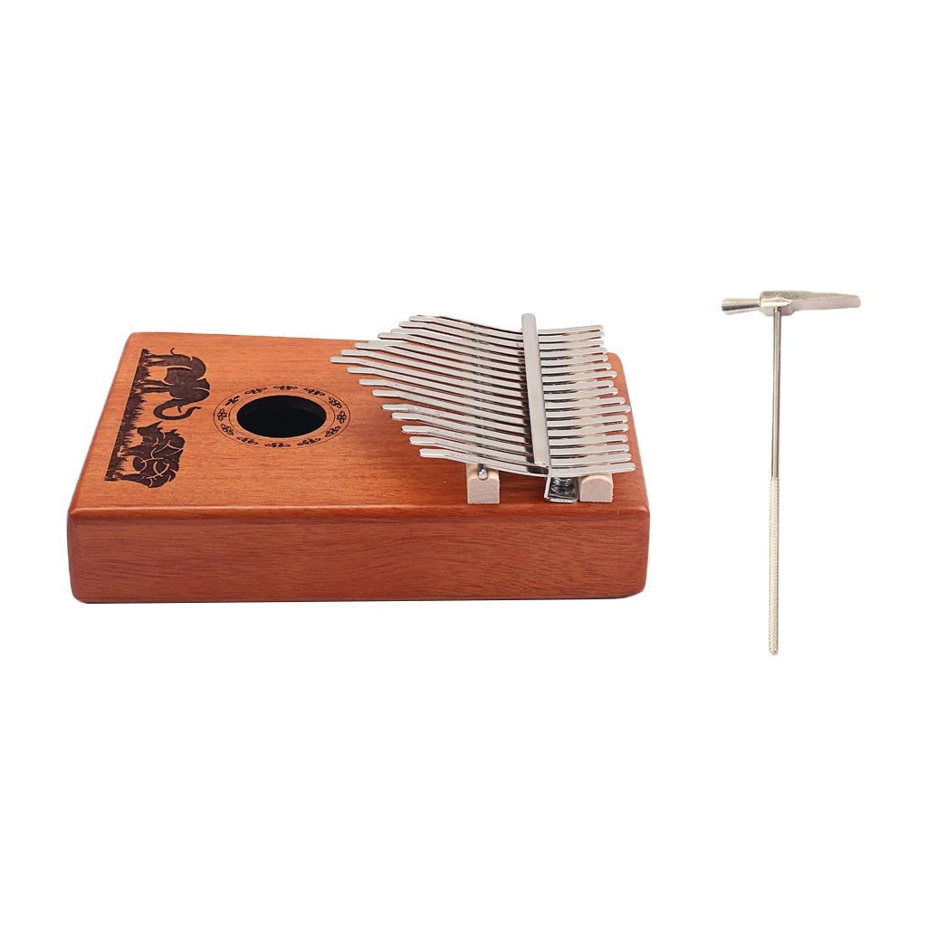 17Keys Mahogany Kalimba Mbira Natural Calimba Tuning Tool Accessory for Musical Parts 7.2x5.18x1.38inch