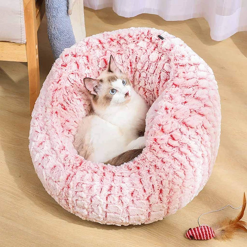 MESNUG теплая пончик кошка кровать антистатические регулируемые короткие плюшевые круглый Котенок Дом Осень Зима мягкий толстый щенок гнездо противоскользящие