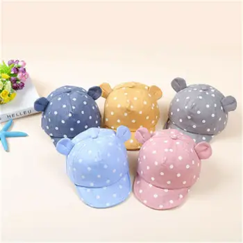 

Cute Newborn Baby Hat Kids Boy Girls Spring Summer Cute Dot Sun Hats Soft Cotton Ears Cotton Baby Cap Children Accessories