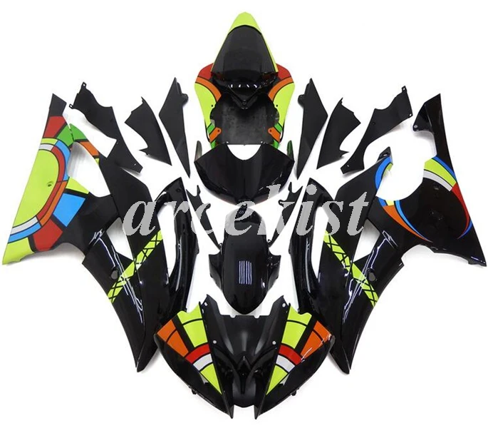 ABS литья под давлением Обтекатели комплект подходит для YAMAHA YZF-R6 2008- 08 09 10 11 12 13 14 15 16 кузов набор синий - Цвет: black