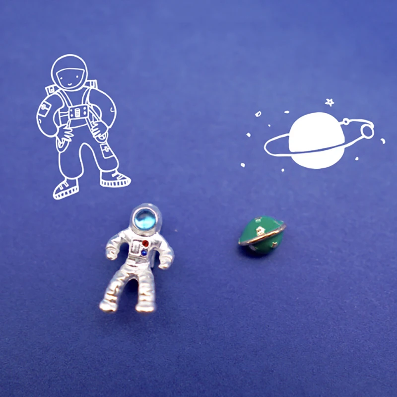 

Fashion Unique Design Enamel Girls Asymmetric Universe Planet Astronaut Cute Earring Small Stud Earrings Womens Jewelry Gift-15
