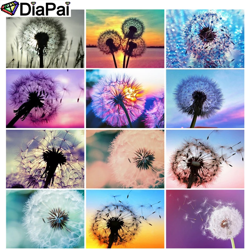 DIAPAI DIY Diamond Painting &quotColored dandelion&quot Full Drill Square Round Embroidery 5D Cross Stitch Decoration Home | Дом и сад