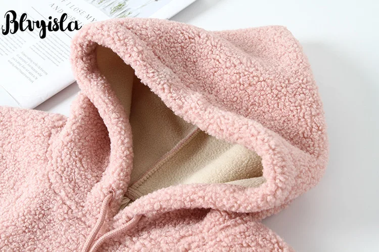 Blvyisla 4XL Большие размеры гранулированный кашемир шерстяной шнурок толстовки с капюшоном для женщин теплый флис большой карман толстовки Топы