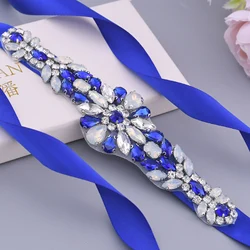Luxury Royal Blue Rhinestone Belt Women Belt for Prom Party Decorative Belt Blue Sequin Dress Wedding Accessories