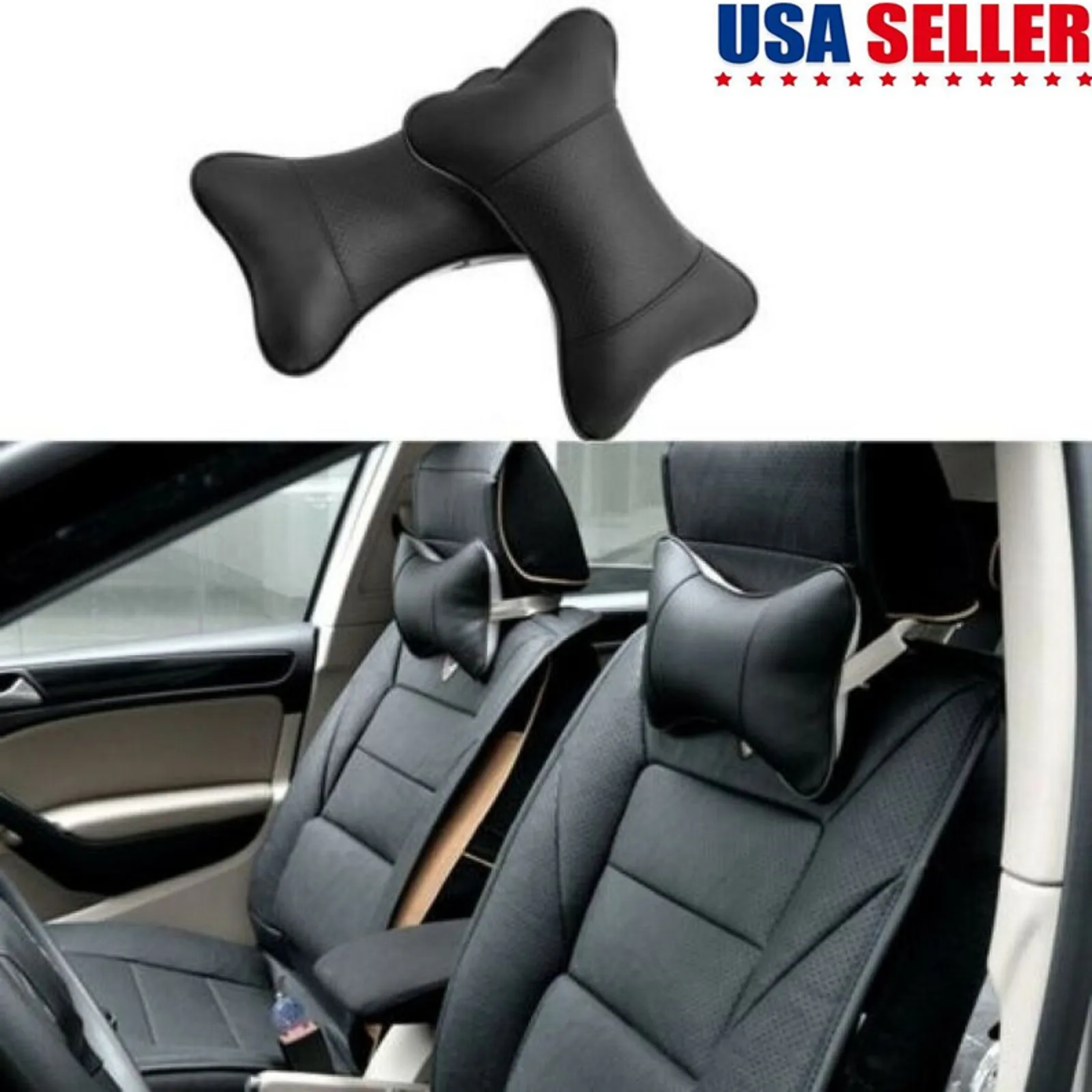 1pc Car Headrest Travel Car Auto Seat Head Neck Rest Leather Cushion