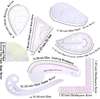 

LMDZ Sewing Tools Set 8 Style Fashion Design Ruler Set- French Curve Sewing Tool with Good Touch for Dressmaking/Clothing Design