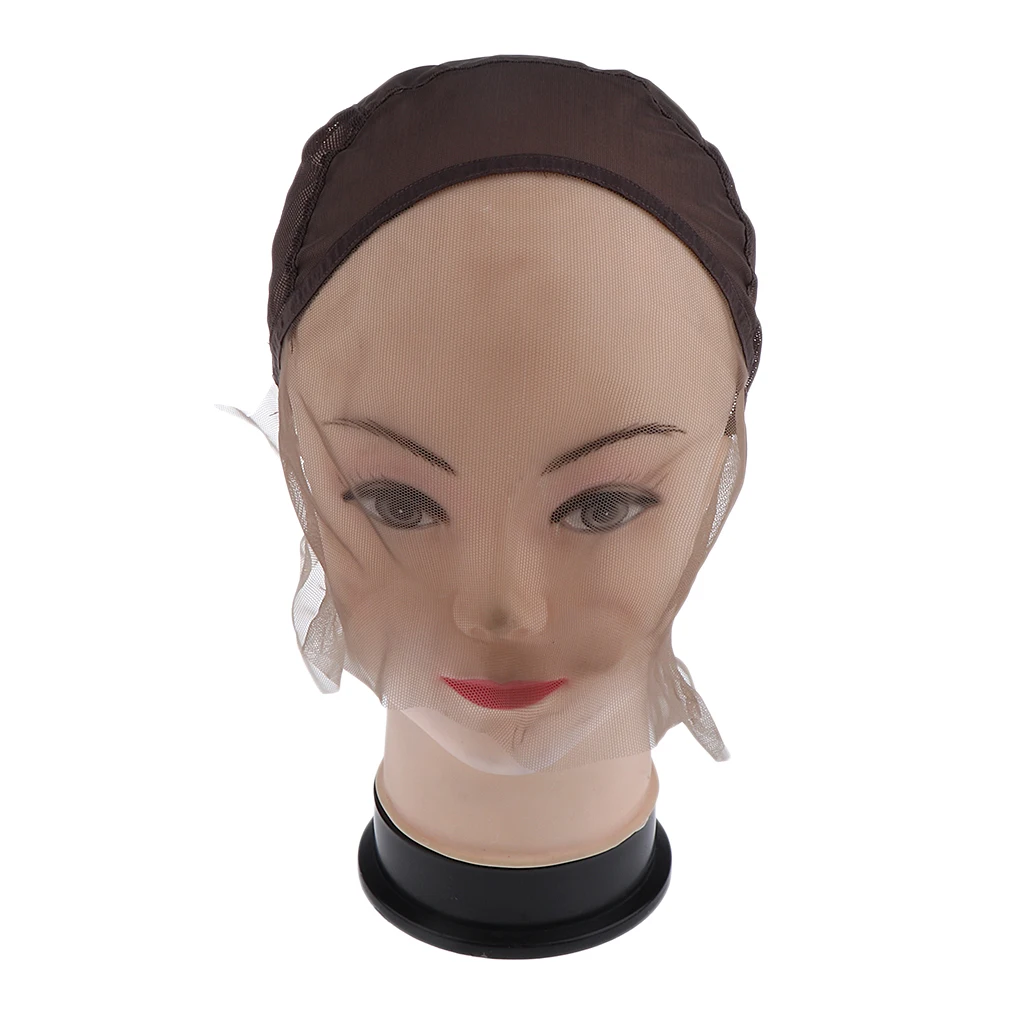 Stretchable Lace Net Canvas Head Cork Block Manikin Model with Tripod Holder Stand for Wig Lace Making Weaving