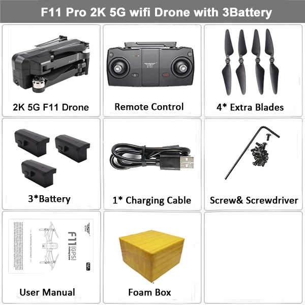 F11 PRO 2K 3B FB SJRC F11 PRO gps Радиоуправляемый Дрон Квадрокоптер с 2K HD камерой Широкий угол 5G Wifi FPV 28mins полёт бесщеточный вертолет селфи дроны - Цвет: F11 PRO 2K 3B FB