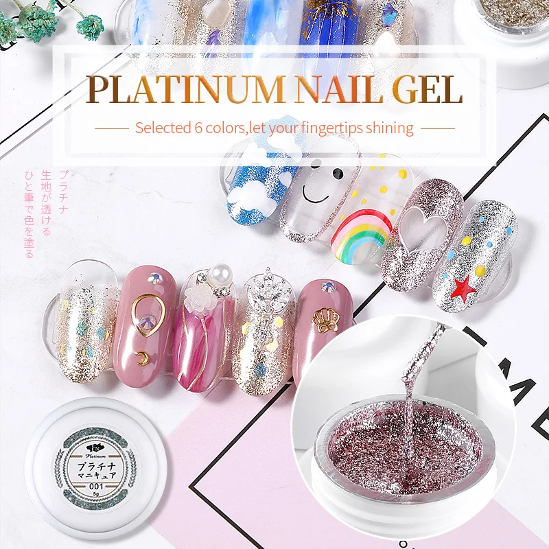 

Holographic Platinum Nail Art Paint Gel Polish UV LED Nail Glitter Gel Varnish Permanent Manicure Soak Off Nails Gel Lacquer