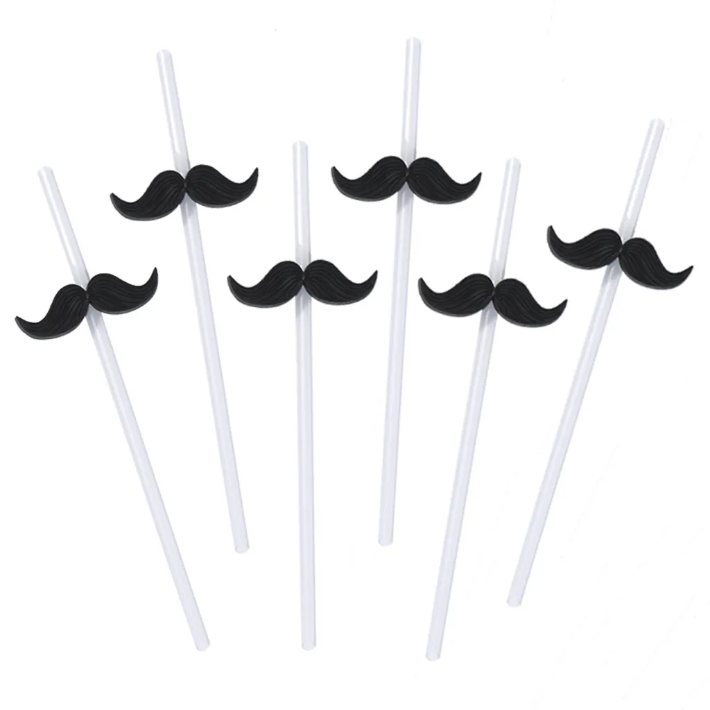 

6PCS Beard Straw Party Funny Creative Straw Reusable Straw Smoothie Drink For Milkshake Frozen Drinks Happy Birthday Y1