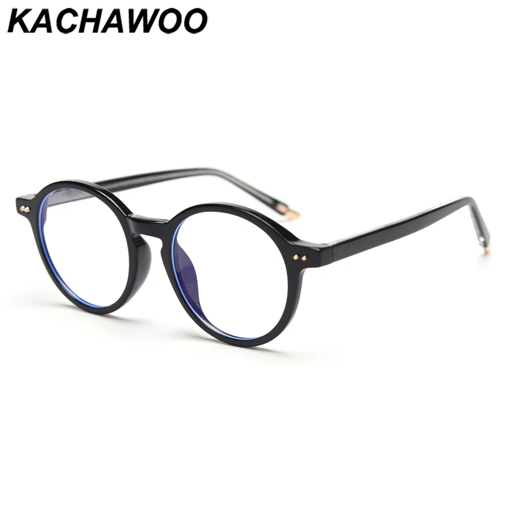 

Kachawoo women's round glasses optical TR90 black grey retro eyeglass frame for men unisex birthday gift Autumn korean style hot