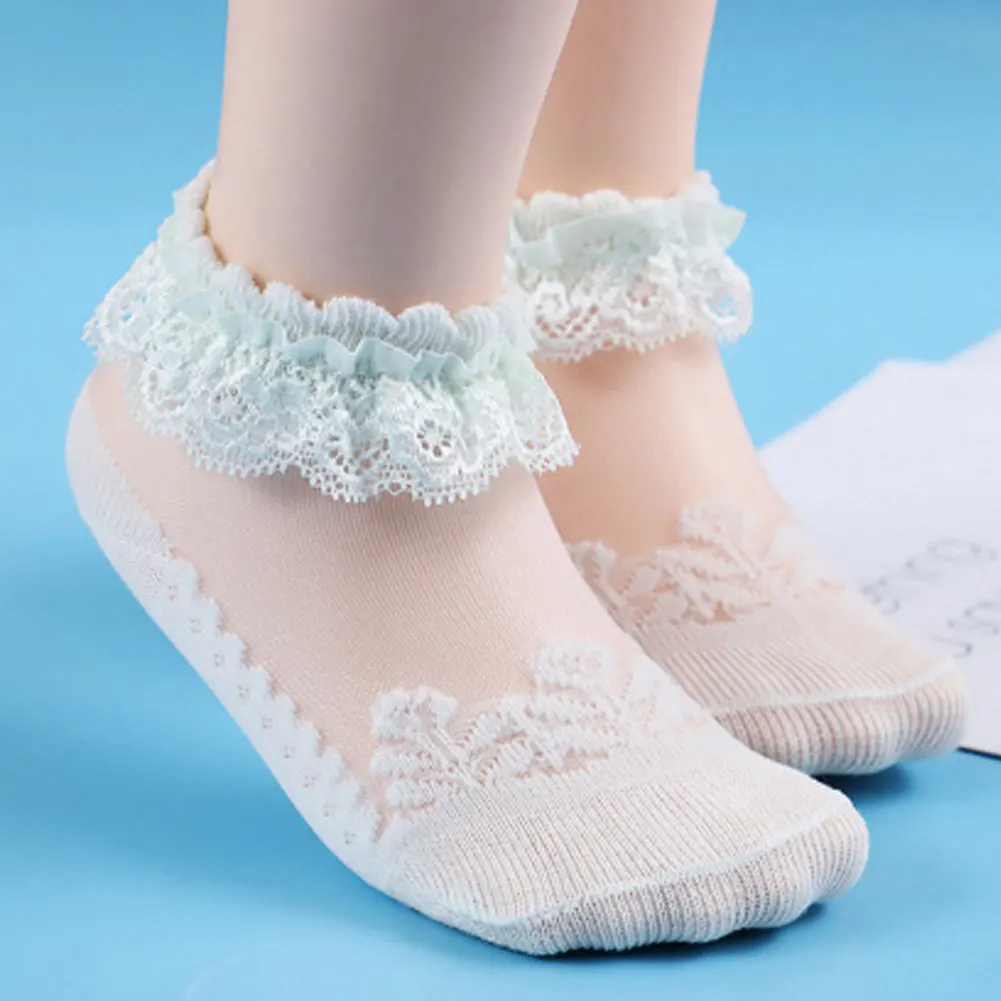 Новые носки для девочек, милые детские носки из мягкого дышащего хлопка с кружевом для малышей