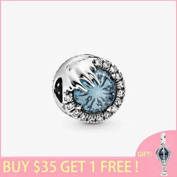 

2020 Spring new 100% 925 Sterling Silver Beads Frozen Winter Crystal Charms fit Original Pan's Bracelets Women DIY Jewelry